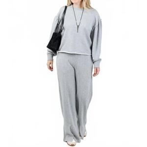 NEW NATION LTD lincoln front slit knit pants in heather grey